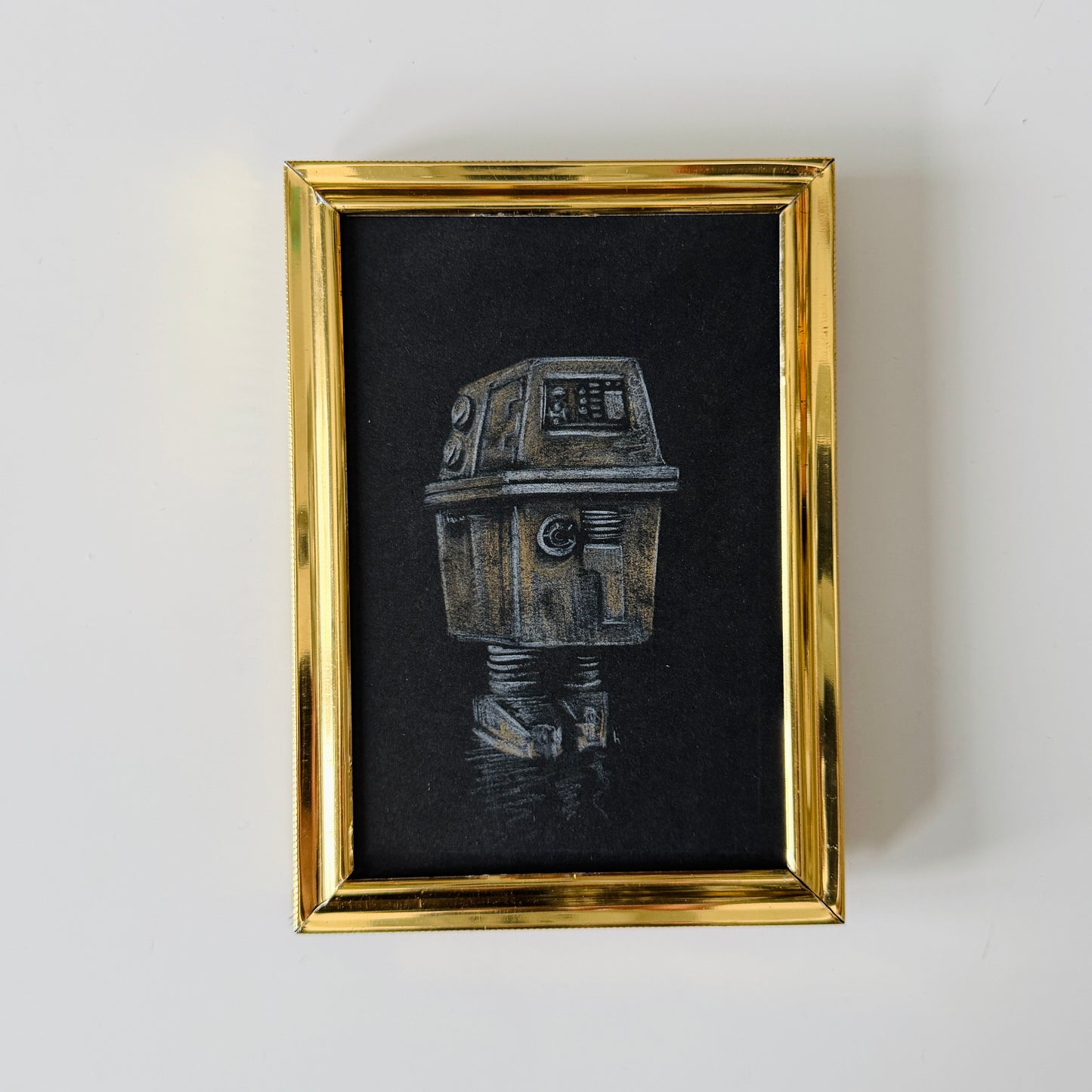 Portrait of a Droid : walking battery, pencil study on vintage paper
