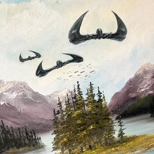 Earth Will Be Their New Home, upcycled vintage painting