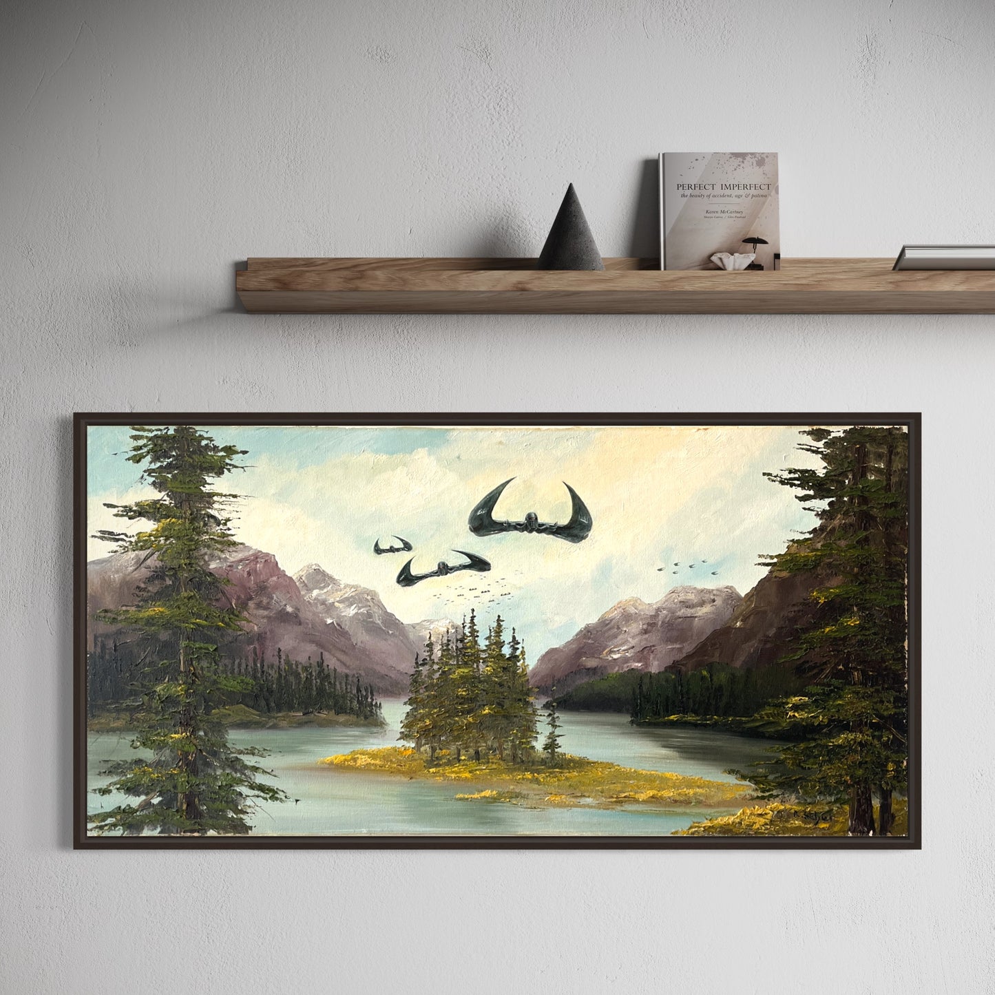 Earth Will Be Their New Home, upcycled vintage painting