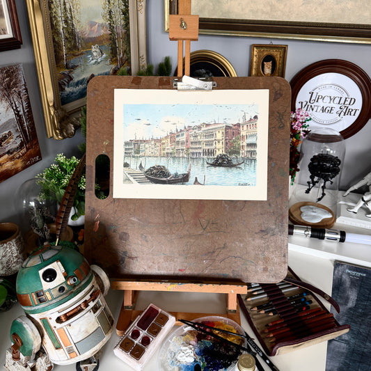 Floating Junkers - original upcycled vintage painting