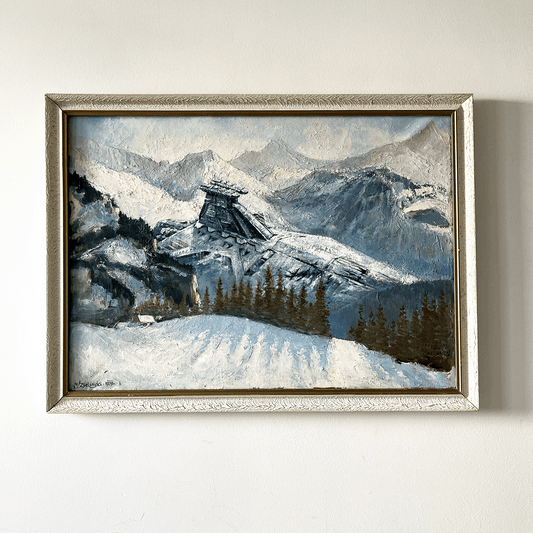 Mt. Venator, upcycled vintage painting