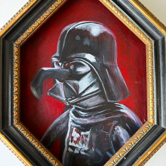 Darth - acrylic study on reclaimed book cover