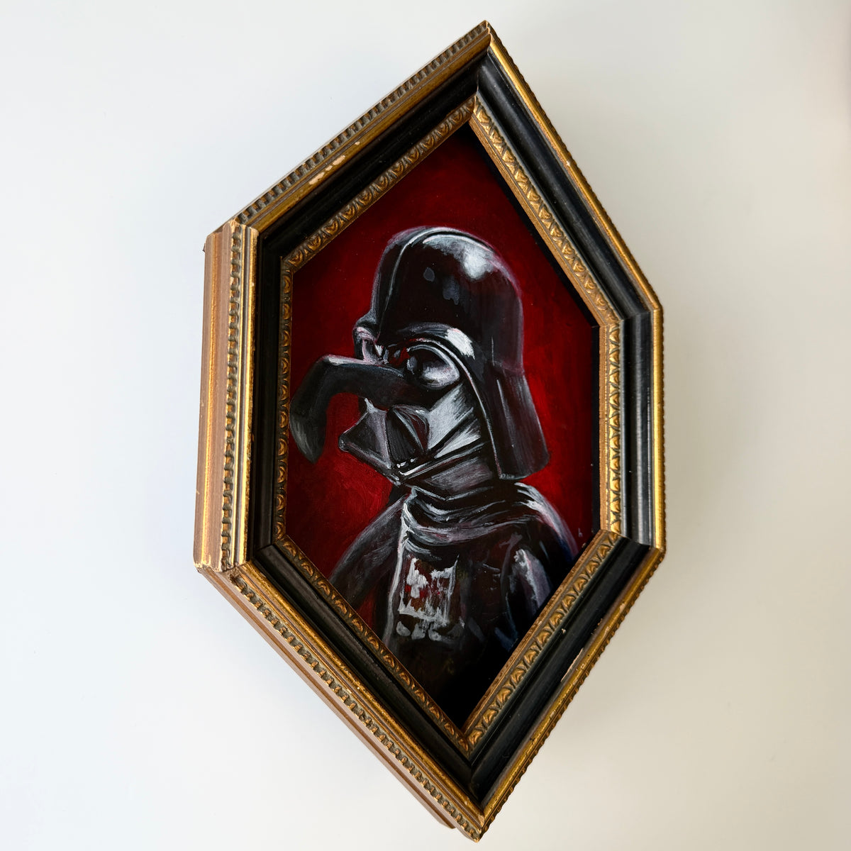 Darth - acrylic study on reclaimed book cover