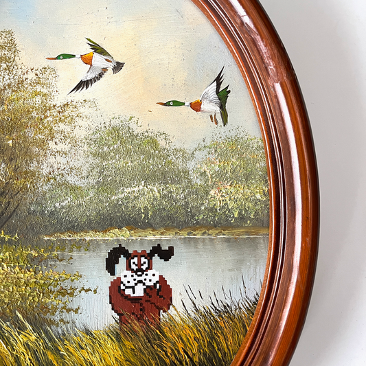 Game Over, original upcycled vintage painting