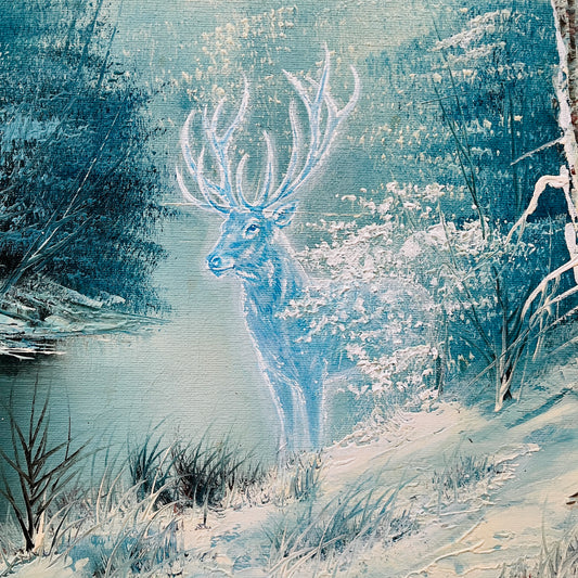 The Stag, original upcycled vintage painting