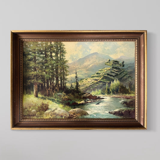 A Galaxy Far, Far Away - upcycled vintage painting