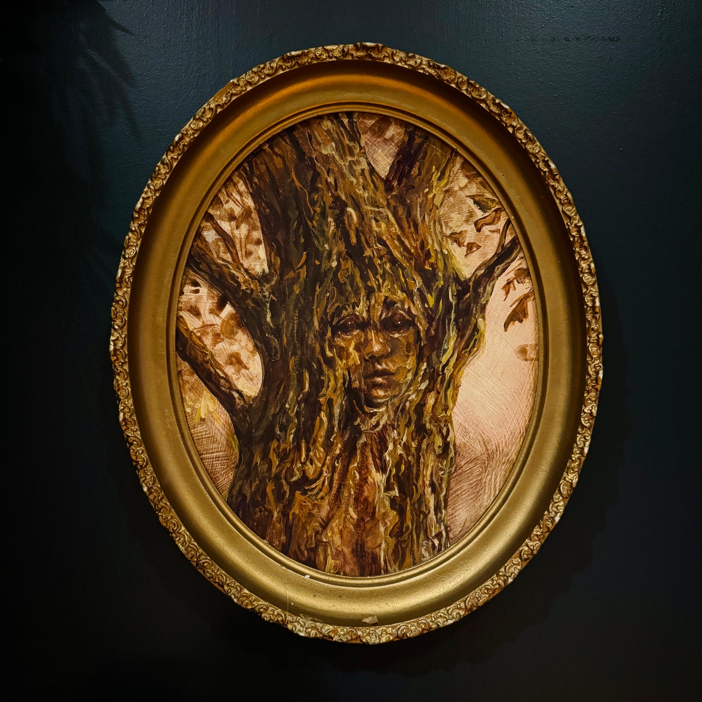 Portrait of a Huorn - original upcycled vintage painting