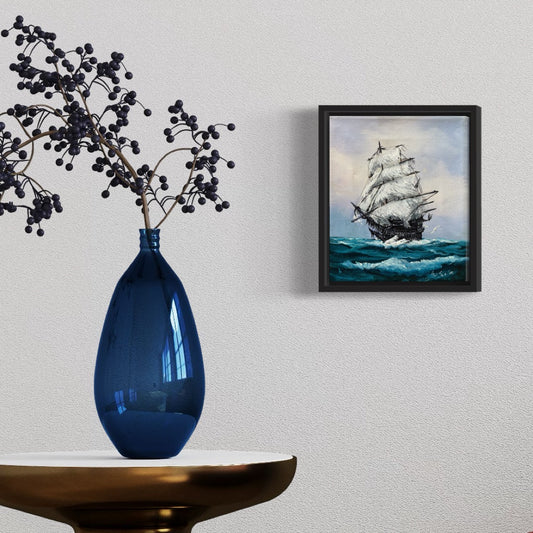The Flying Dutchman, original upcycled vintage painting