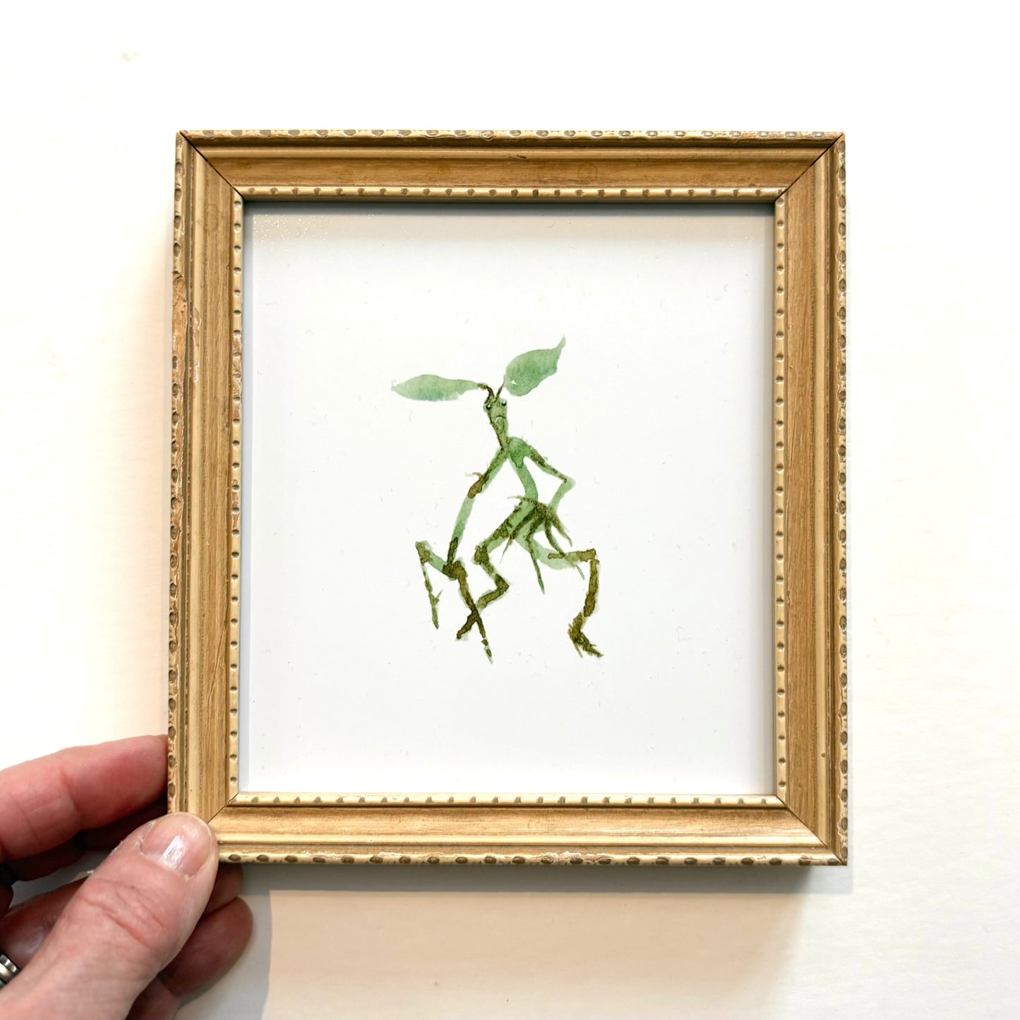 Little Green Men - PRINT 4x5 in vintage frame