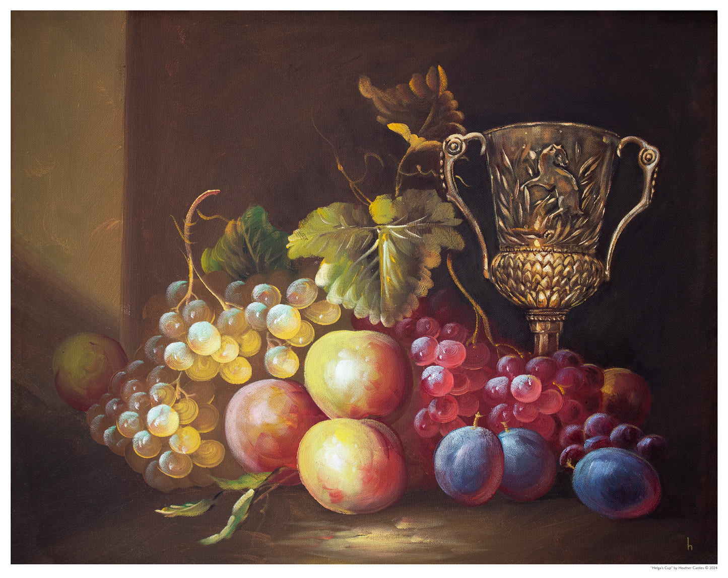 Helga's Cup, original upcycled vintage painting