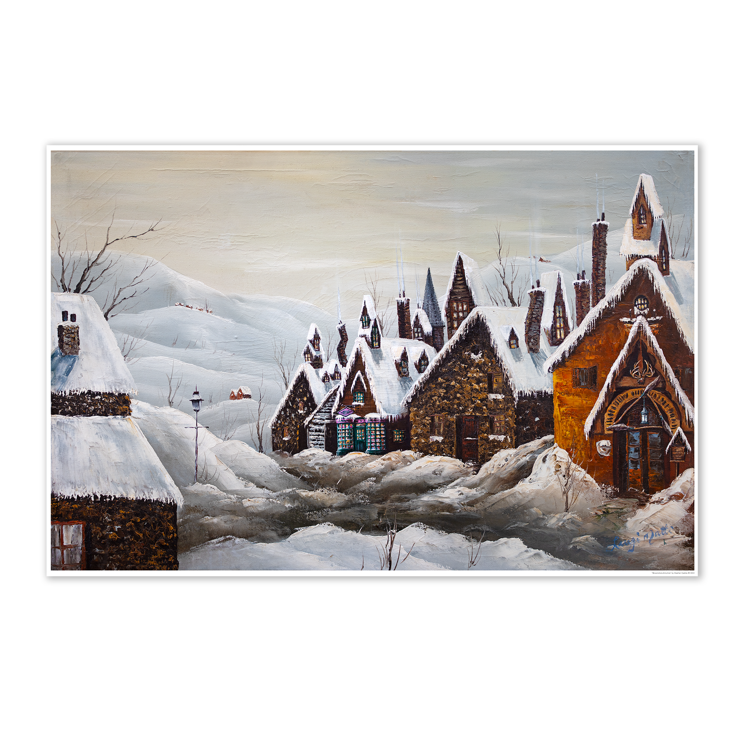 Broomsticks & Lollies, original upcycled vintage painting