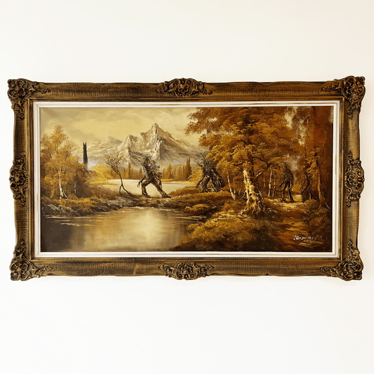 To Isengard, original upcycled vintage painting