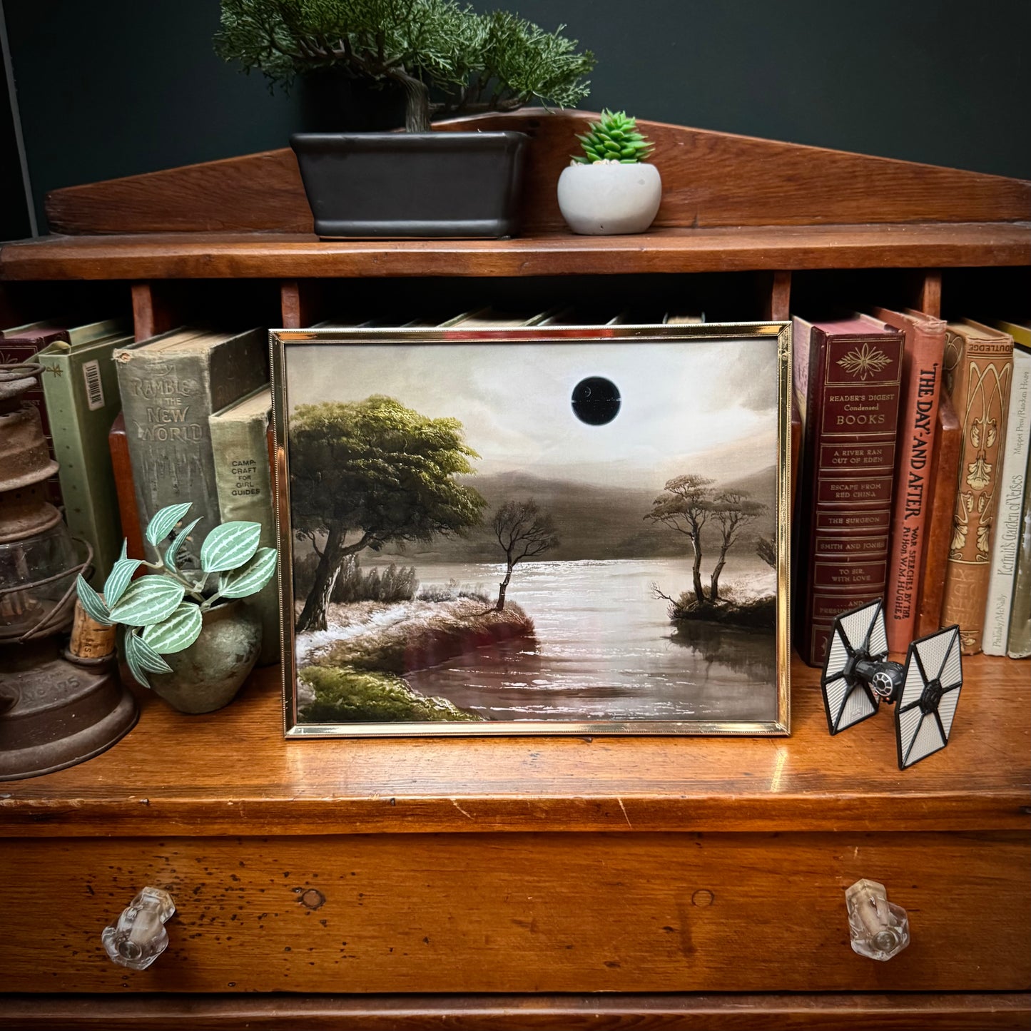 Total Solar Eclipse - 8 x 10 in PRINT in vintage frame