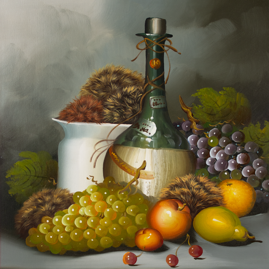 Tribbles with Still Life, original upcycled vintage painting