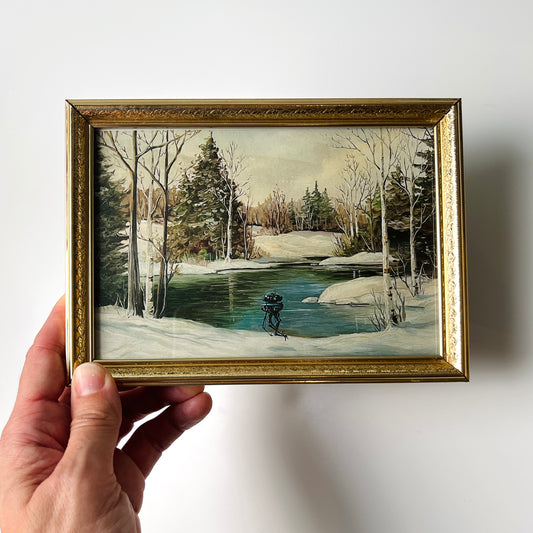 Winter Wander Droid - PRINT in Vintage Frame, Brass