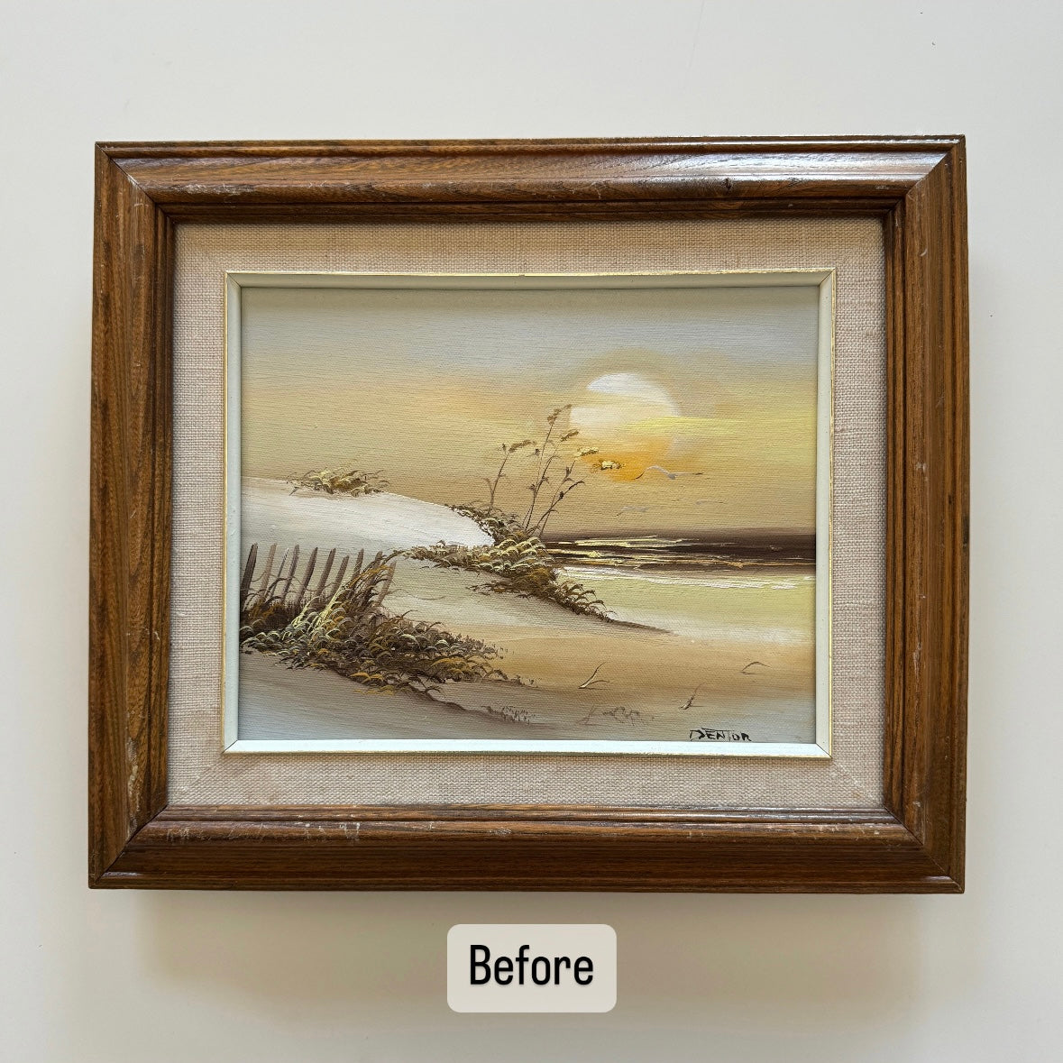 Beach Droid, upcycled vintage painting