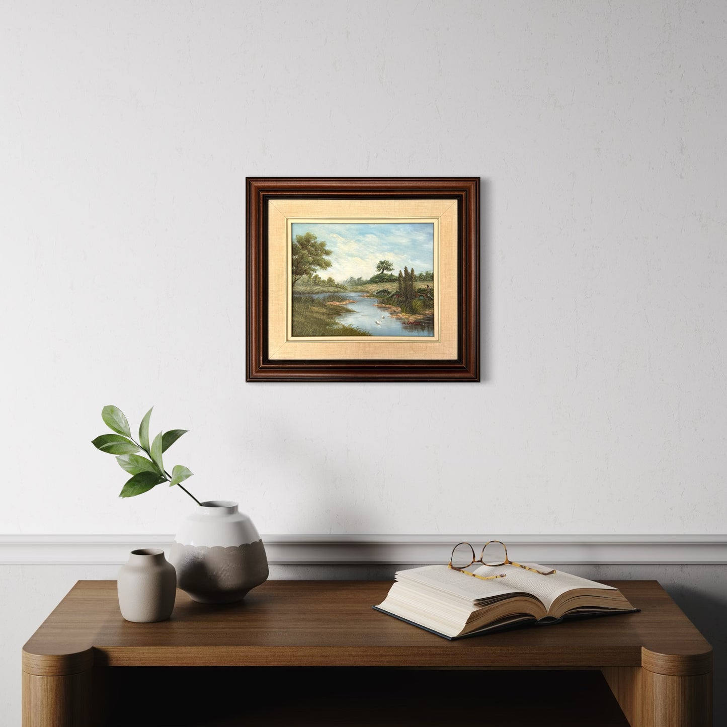 A Comfortable Neighbourhood, original upcycled vintage painting
