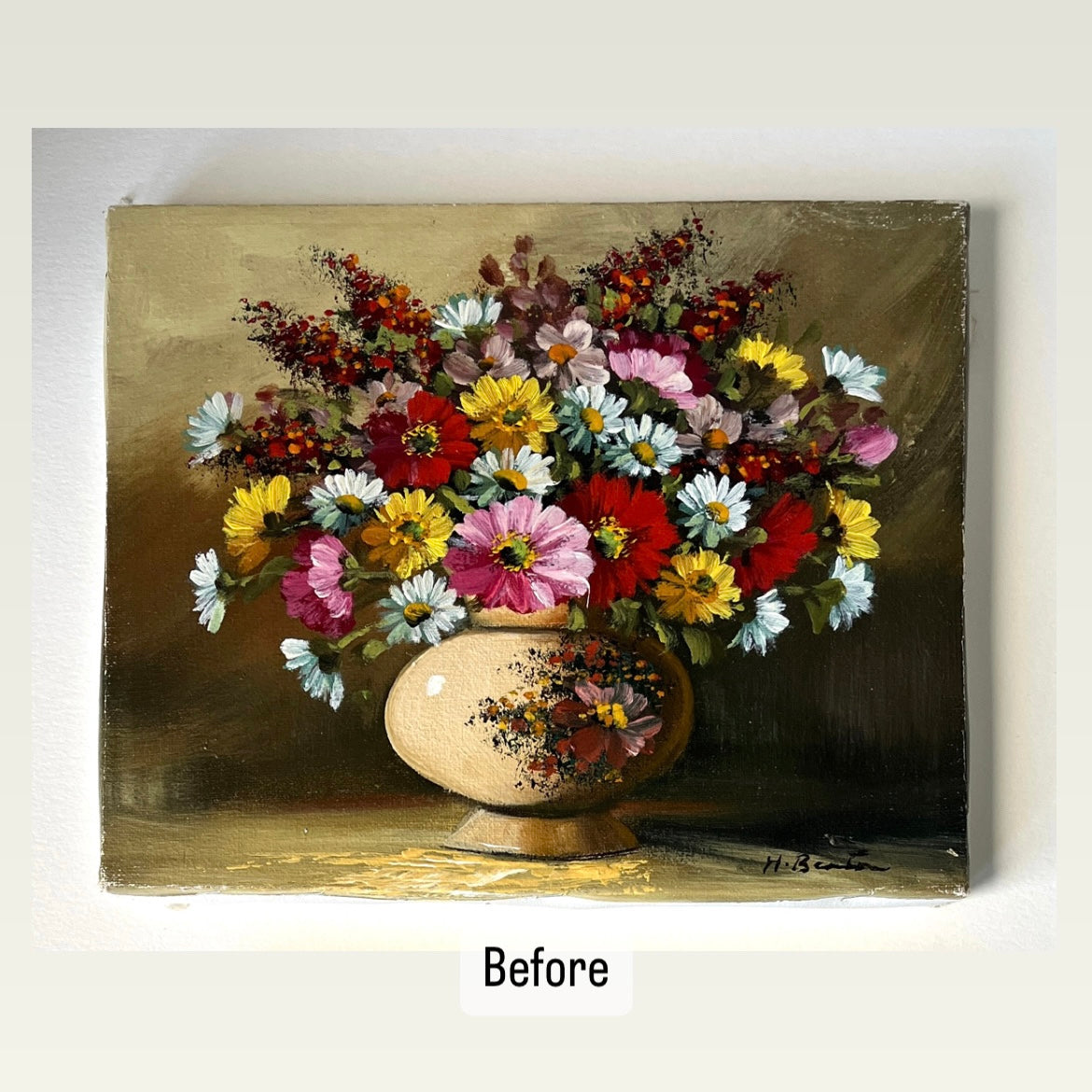 Dark Side Floral : Trooper's Wildflowers, original upcycled vintage painting