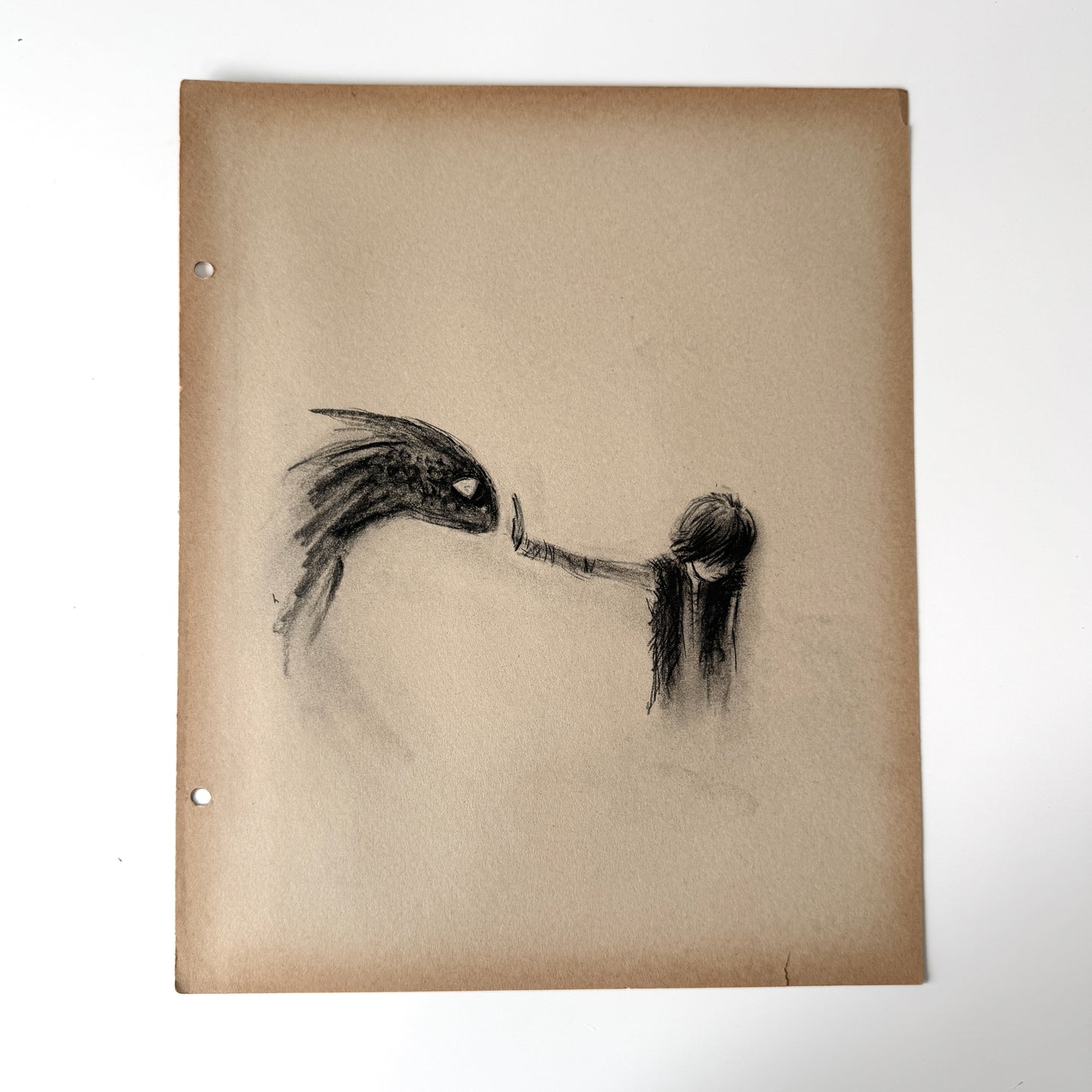 Dragon & His Best Friend, study No.3 , charcoal on paper