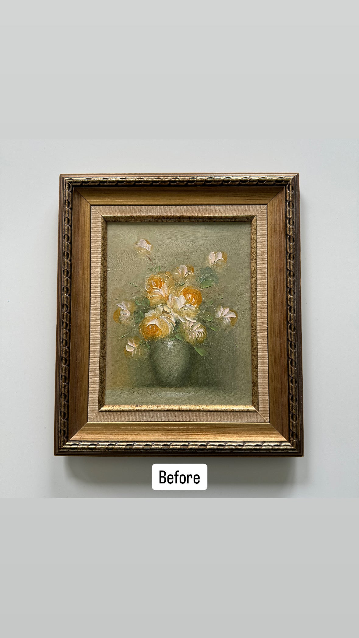 Dark Side Floral : Boba's Blooms, original upcycled vintage painting