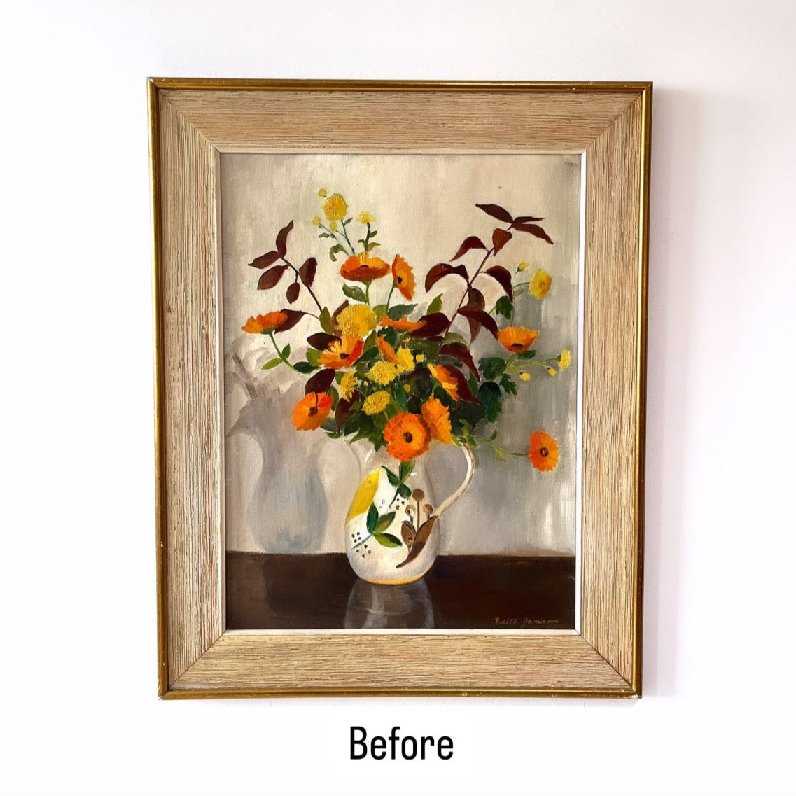 A Stunning Bouquet, original upcycled vintage painting