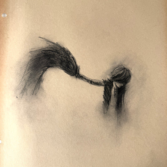 Dragon & His Best Friend, study No.4 , charcoal on paper