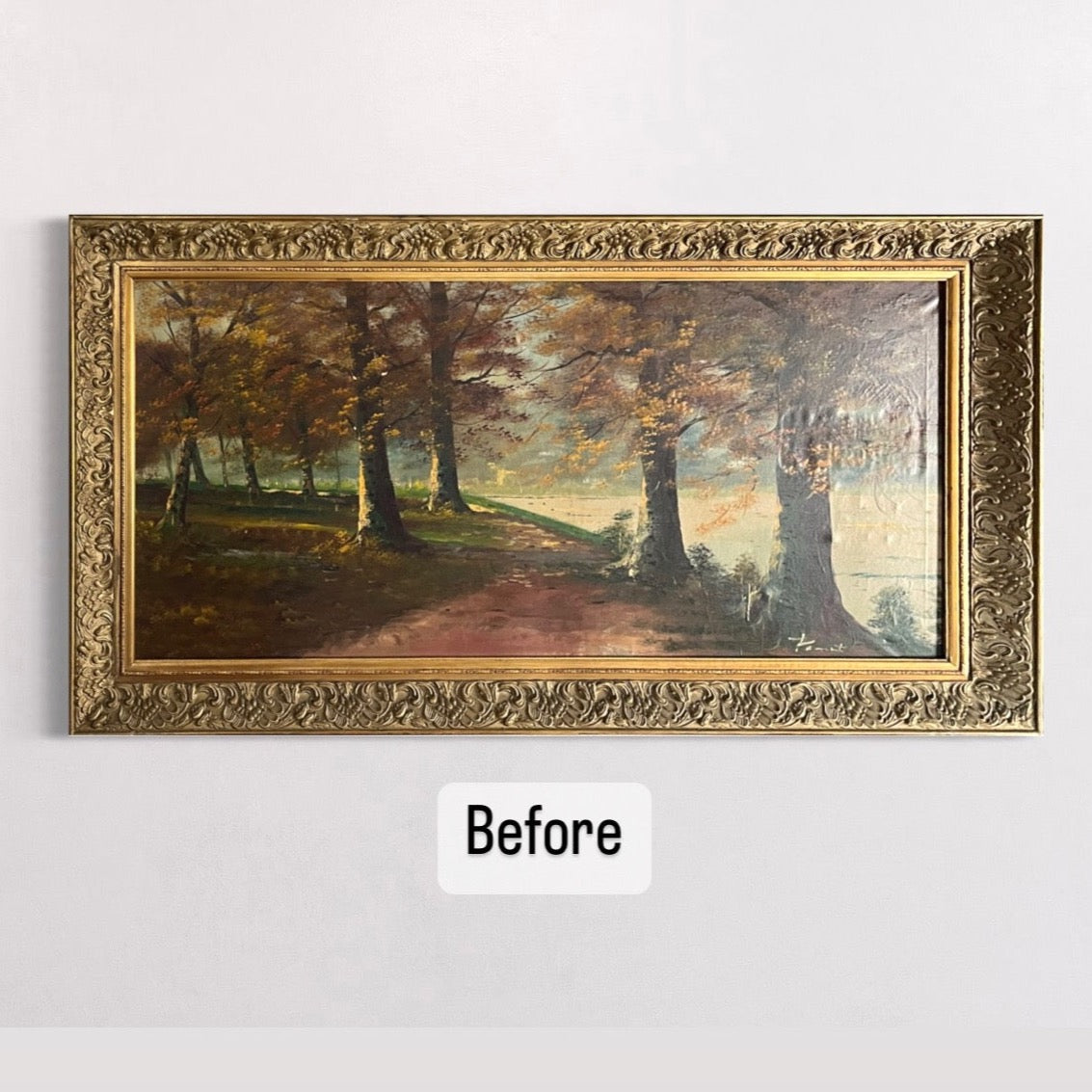 Into The Woods,  upcycled vintage painting