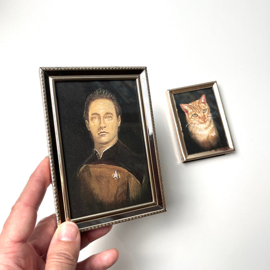 My Cat and I - 2x PRINTS in vintage brass frames