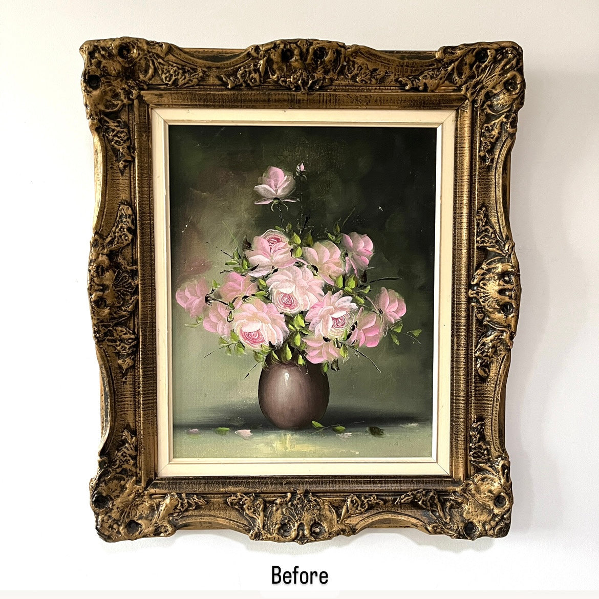 Snappy Floral, original upcycled vintage painting