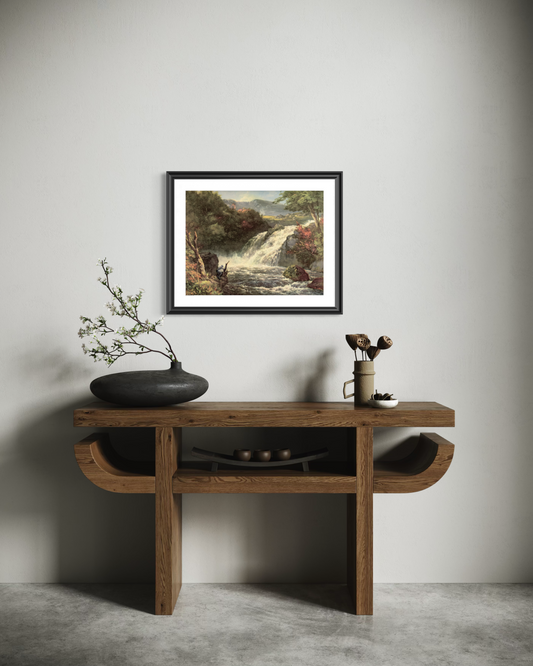 Rock and Pool, original upcycled vintage painting