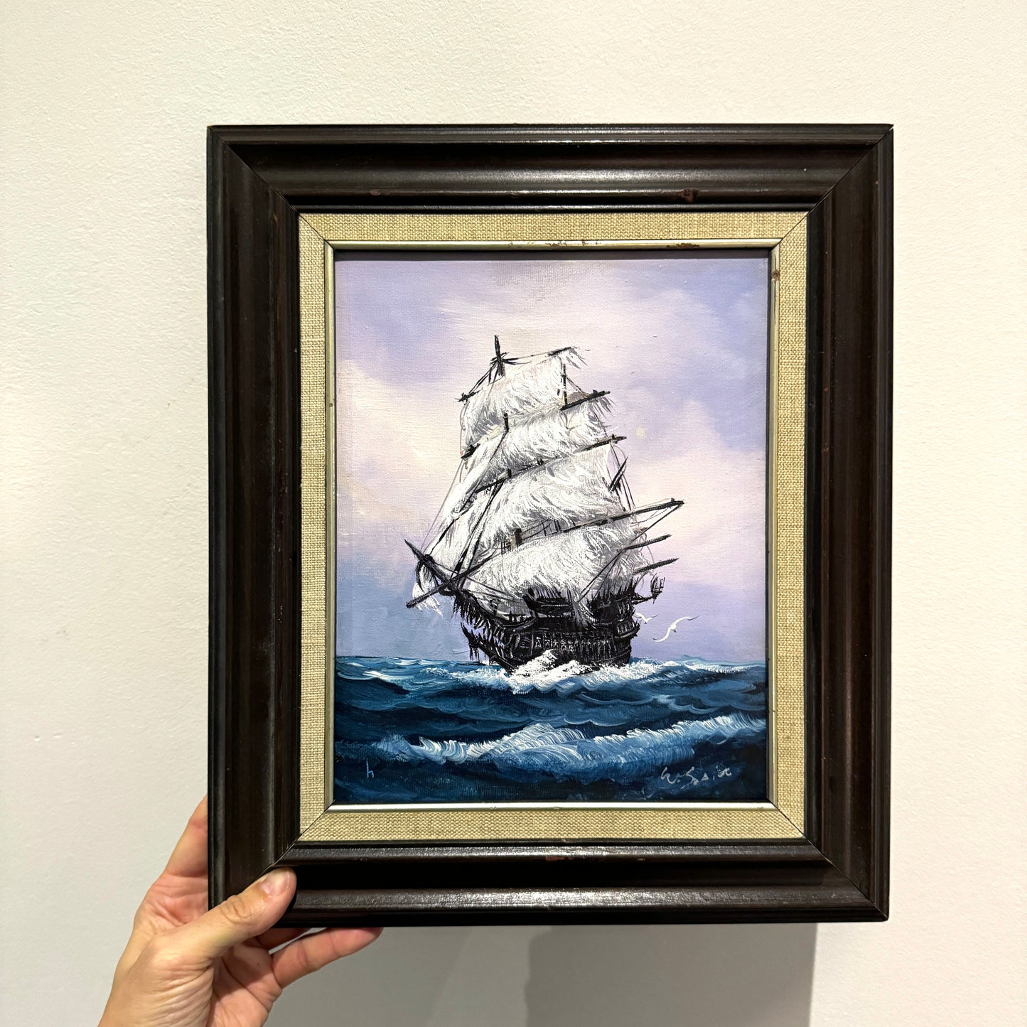 The Flying Dutchman, original upcycled vintage painting