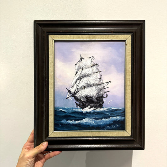 The Flying Dutchman, original upcycled vintage painting