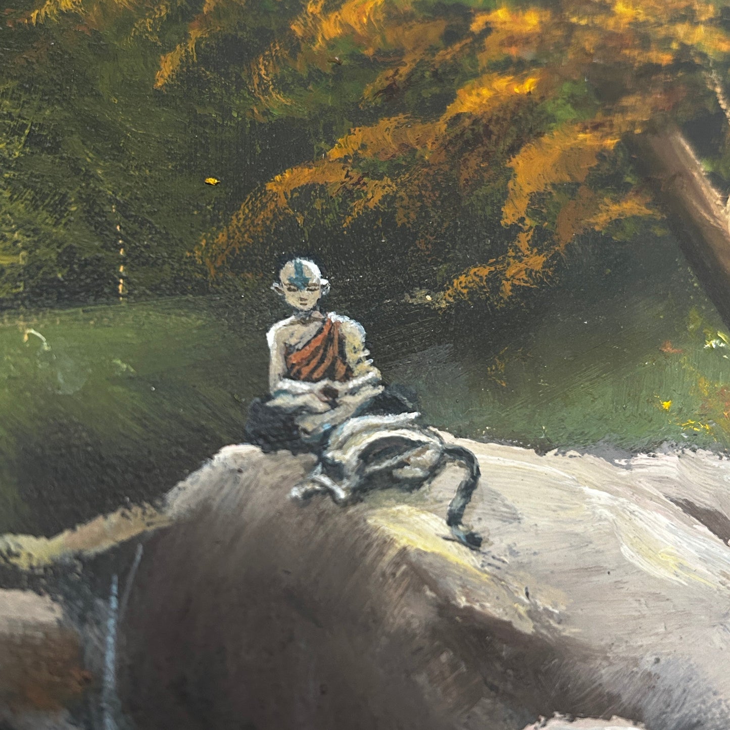 Bison Guardian, original upcycled vintage painting