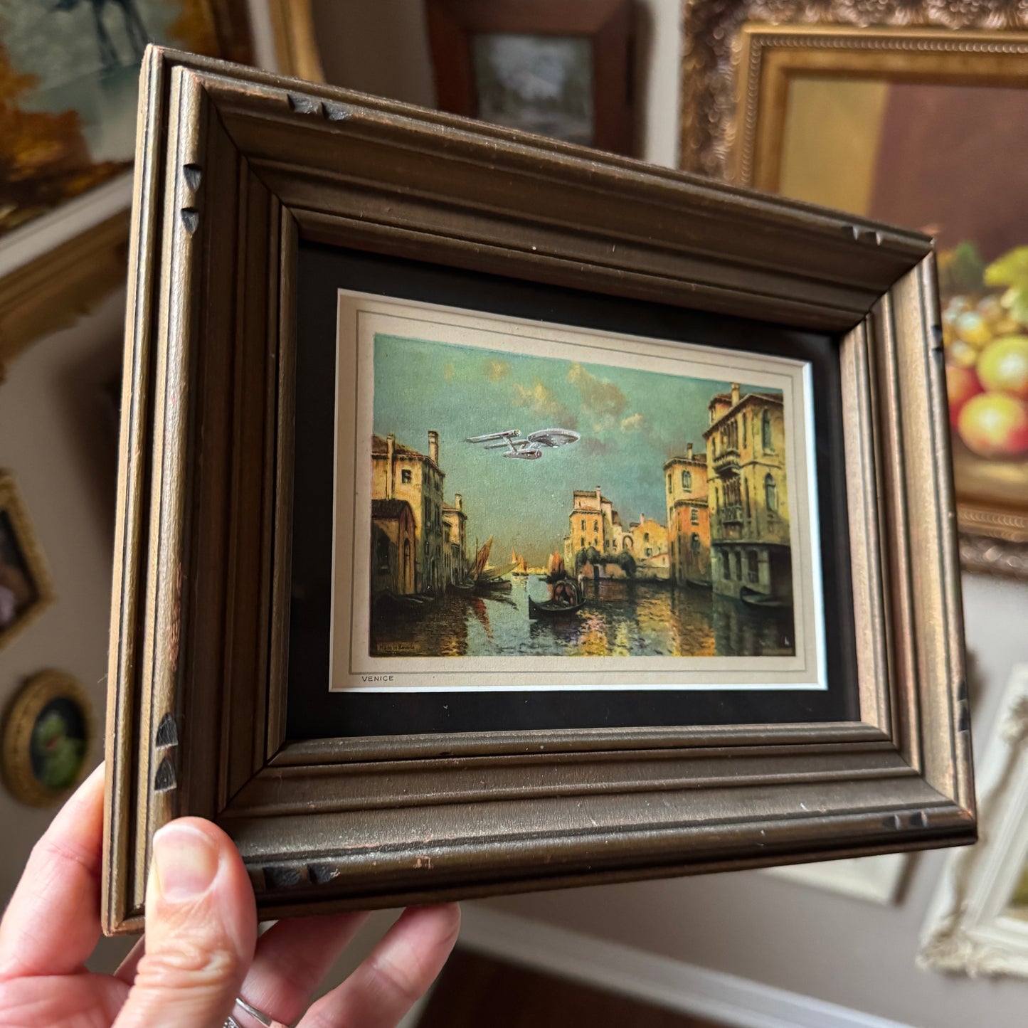 An Enterprise In Venice, original upcycled vintage painting