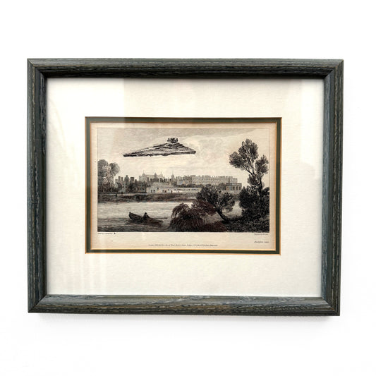 Stationed Over Hampton Court - original upcycled vintage etching