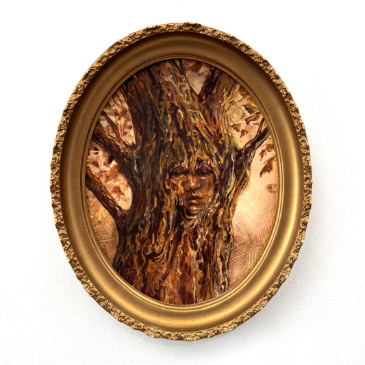 Portrait of a Huorn - original upcycled vintage painting