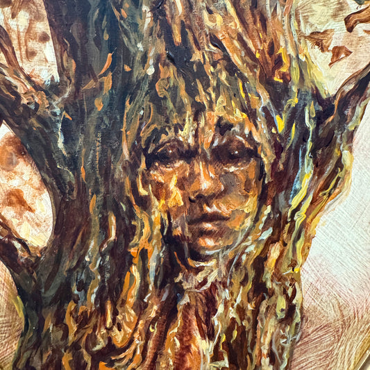 Portrait of a Huorn - original upcycled vintage painting