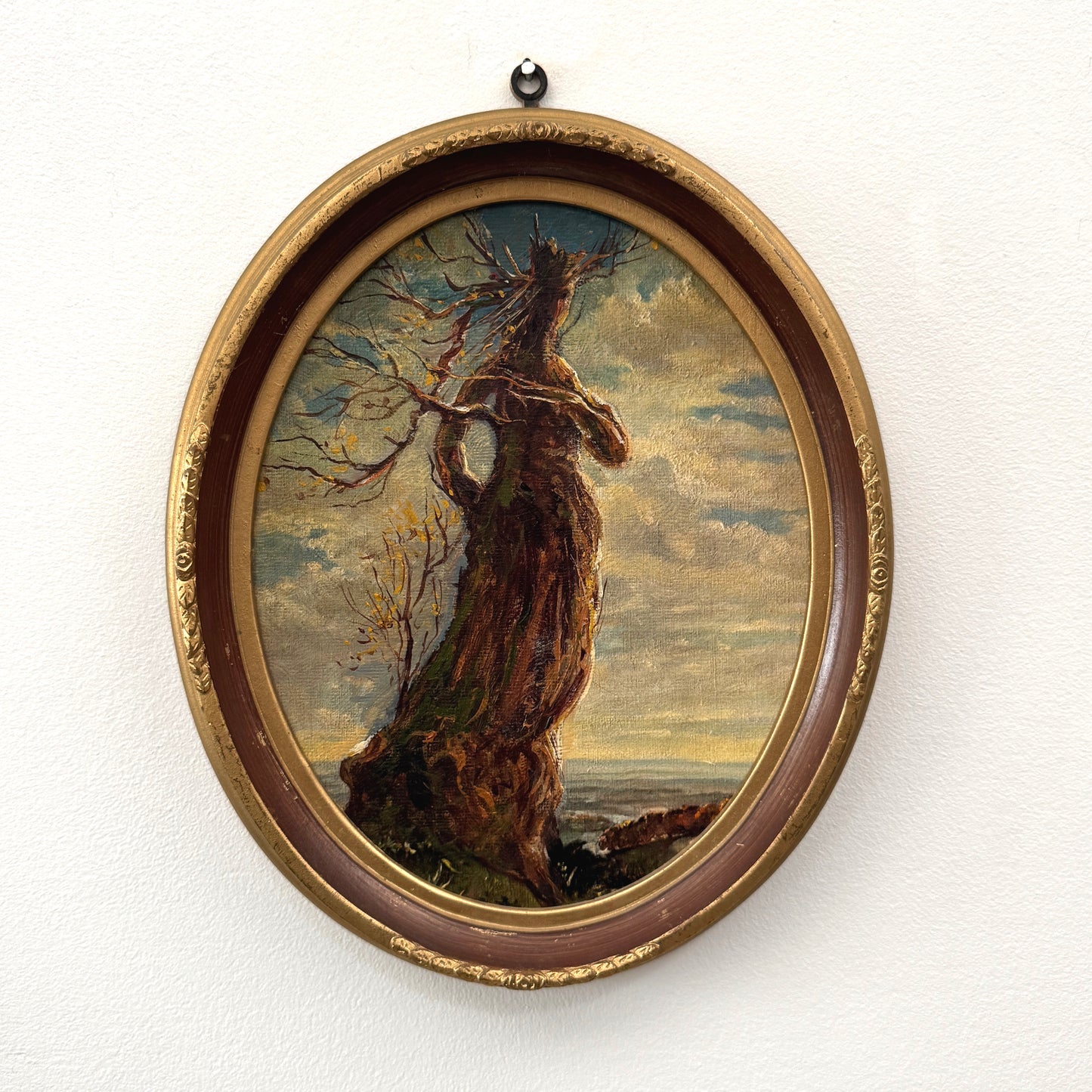 Waiting in the West - original upcycled vintage painting