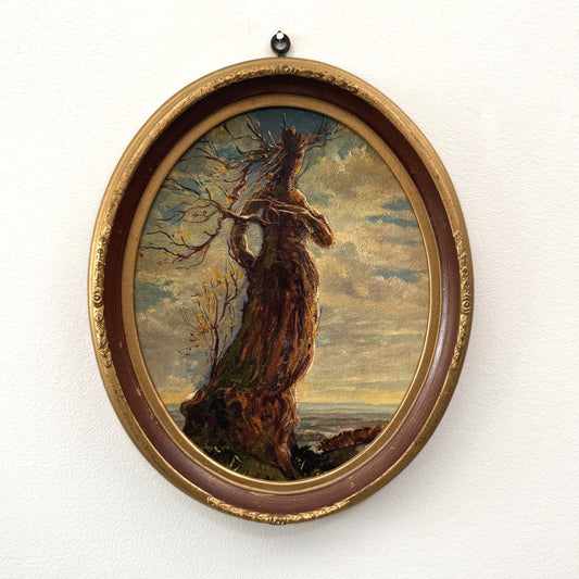 Waiting in the West - original upcycled vintage painting