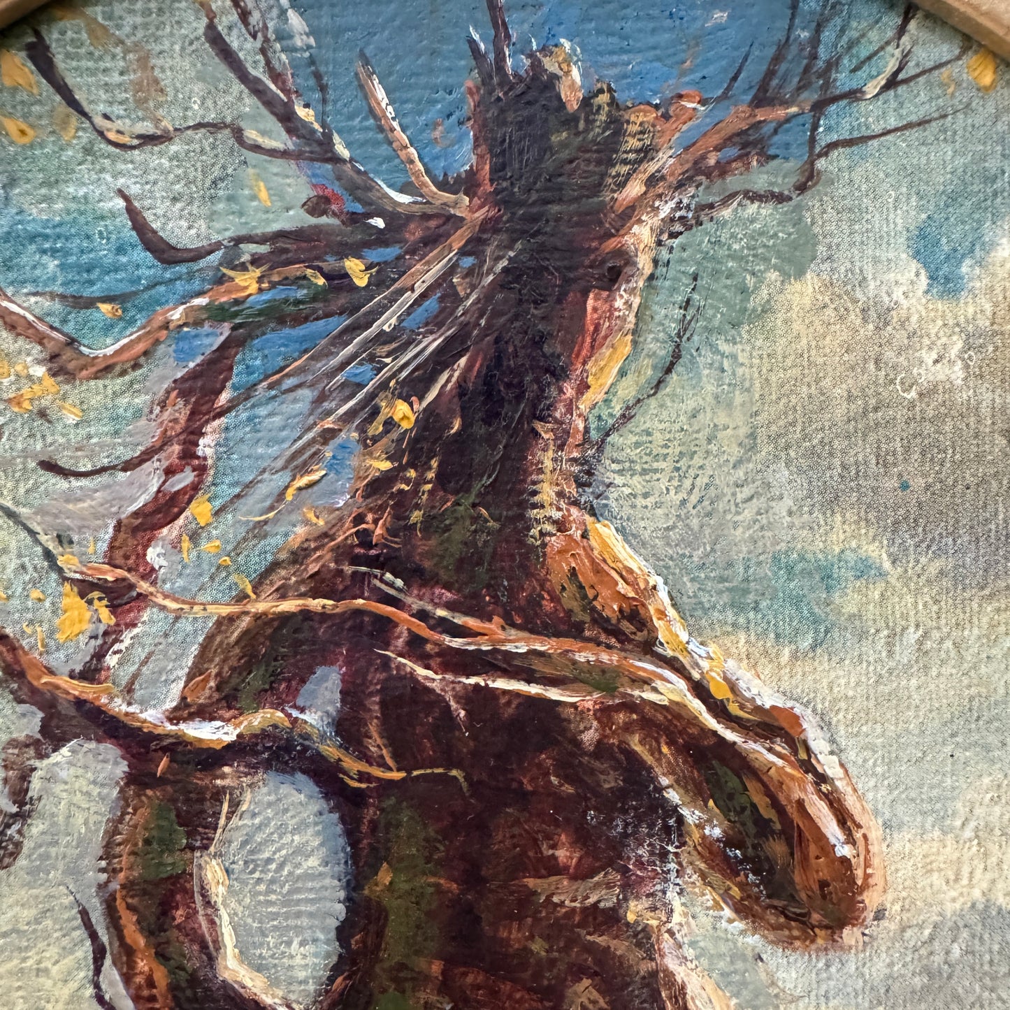 Waiting in the West - original upcycled vintage painting