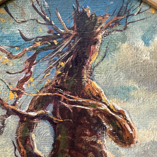 Waiting in the West - original upcycled vintage painting