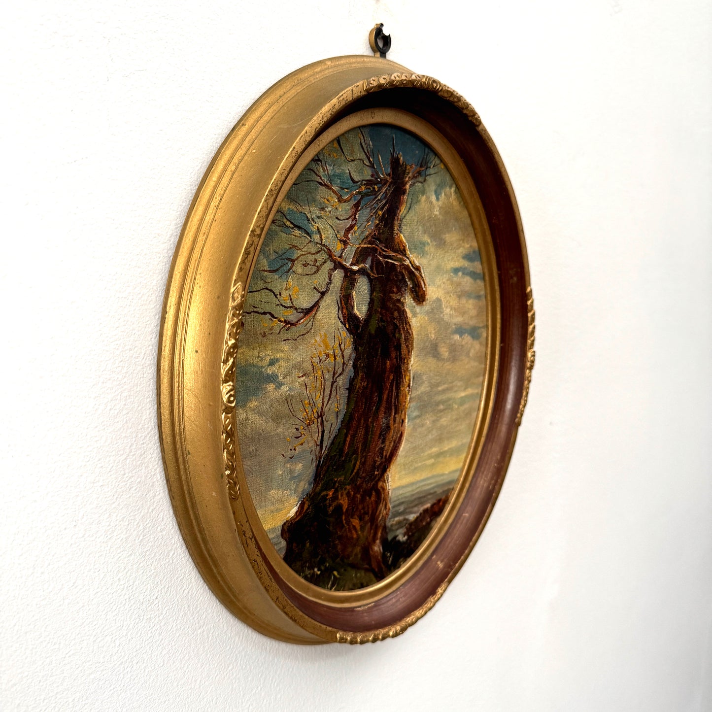 Waiting in the West - original upcycled vintage painting