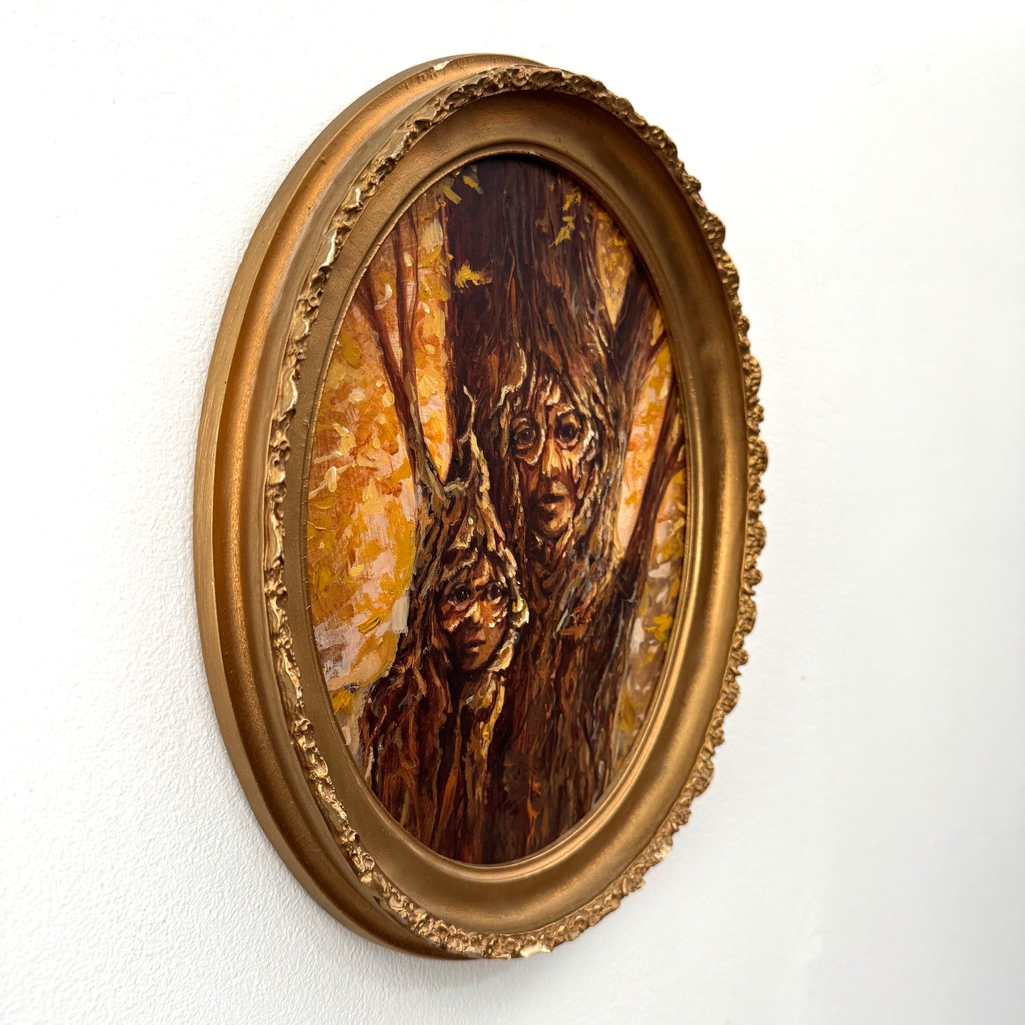 Portrait of Mother & Daughter Huorn - original upcycled vintage painting