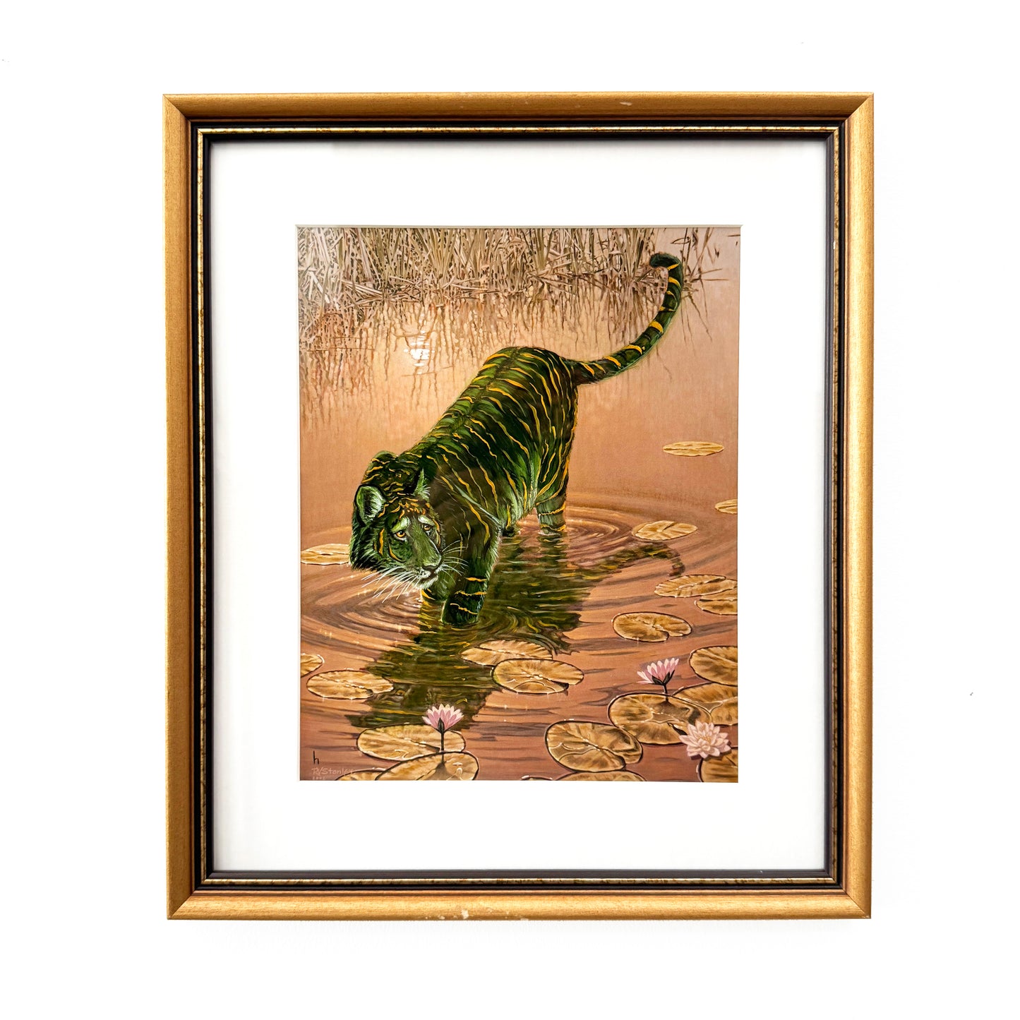 Fraidy Cat, original upcycled vintage painting