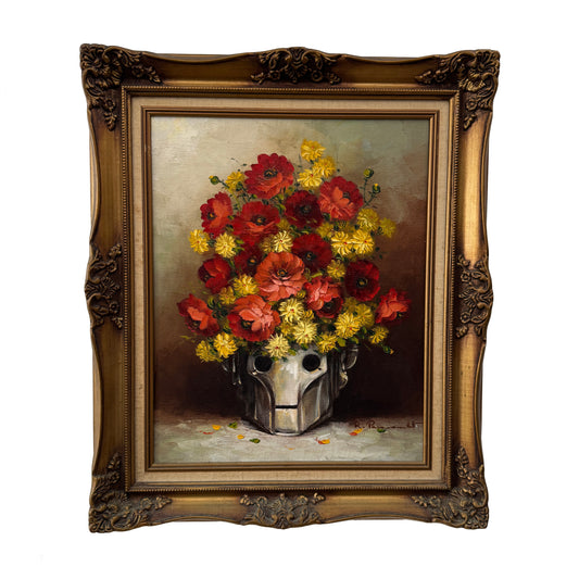 Upgraded Bouquet, original upcycled vintage painting