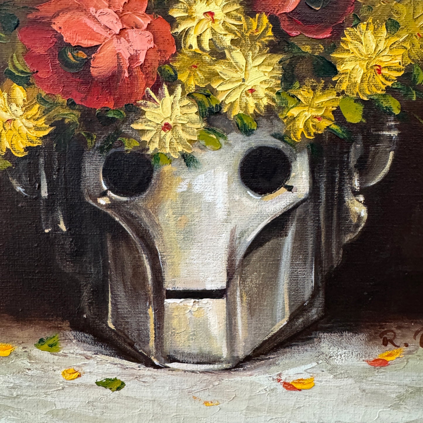 Upgraded Bouquet, original upcycled vintage painting