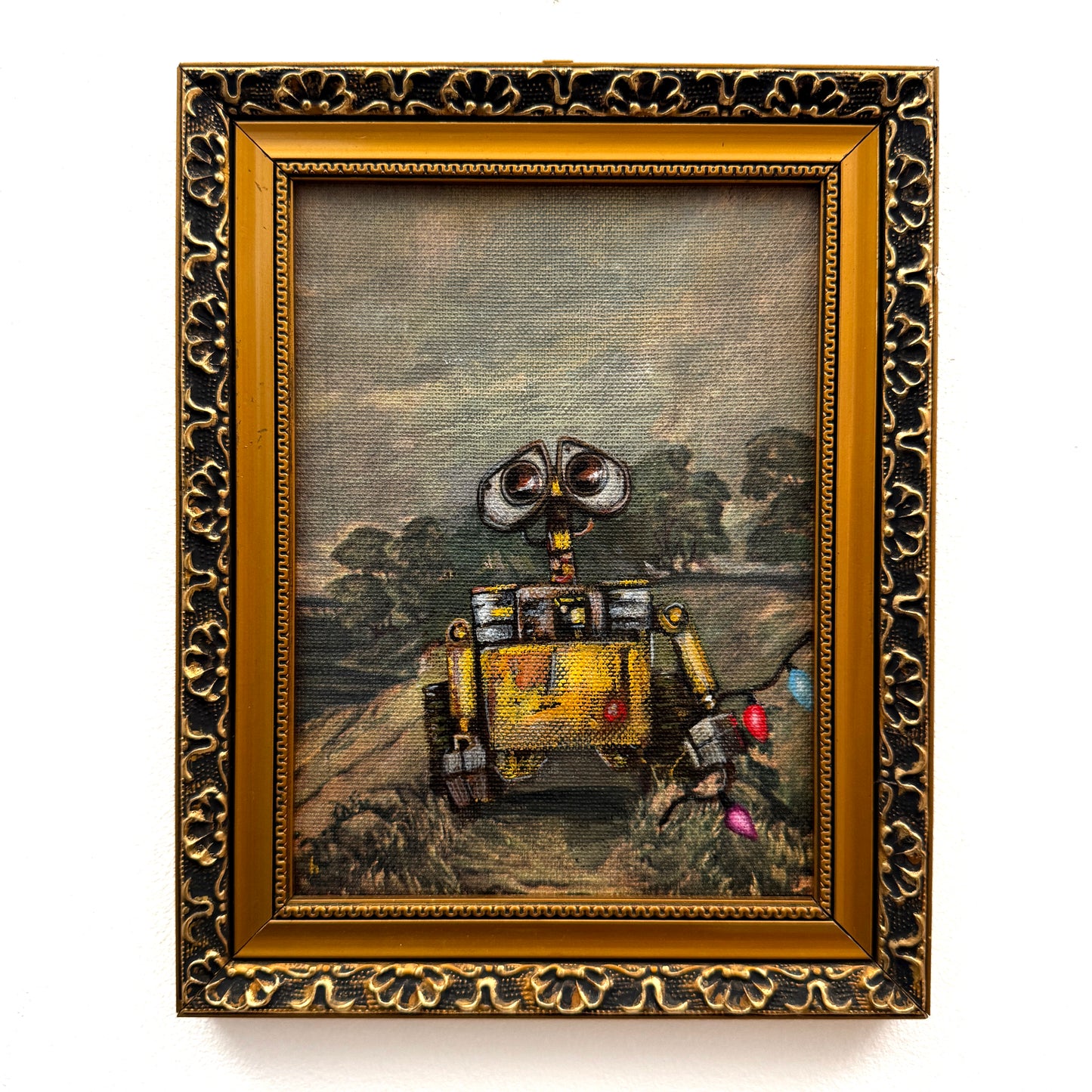 Holding Hands : Part 1, original upcycled vintage painting diptych