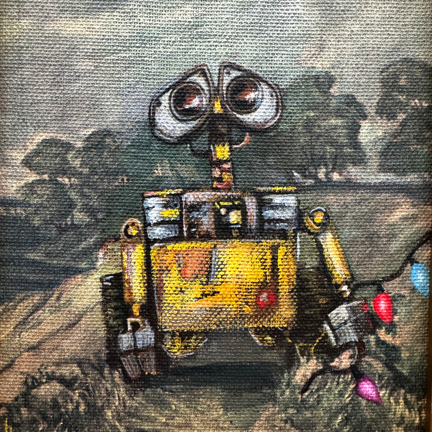 Holding Hands : Part 1, original upcycled vintage painting diptych