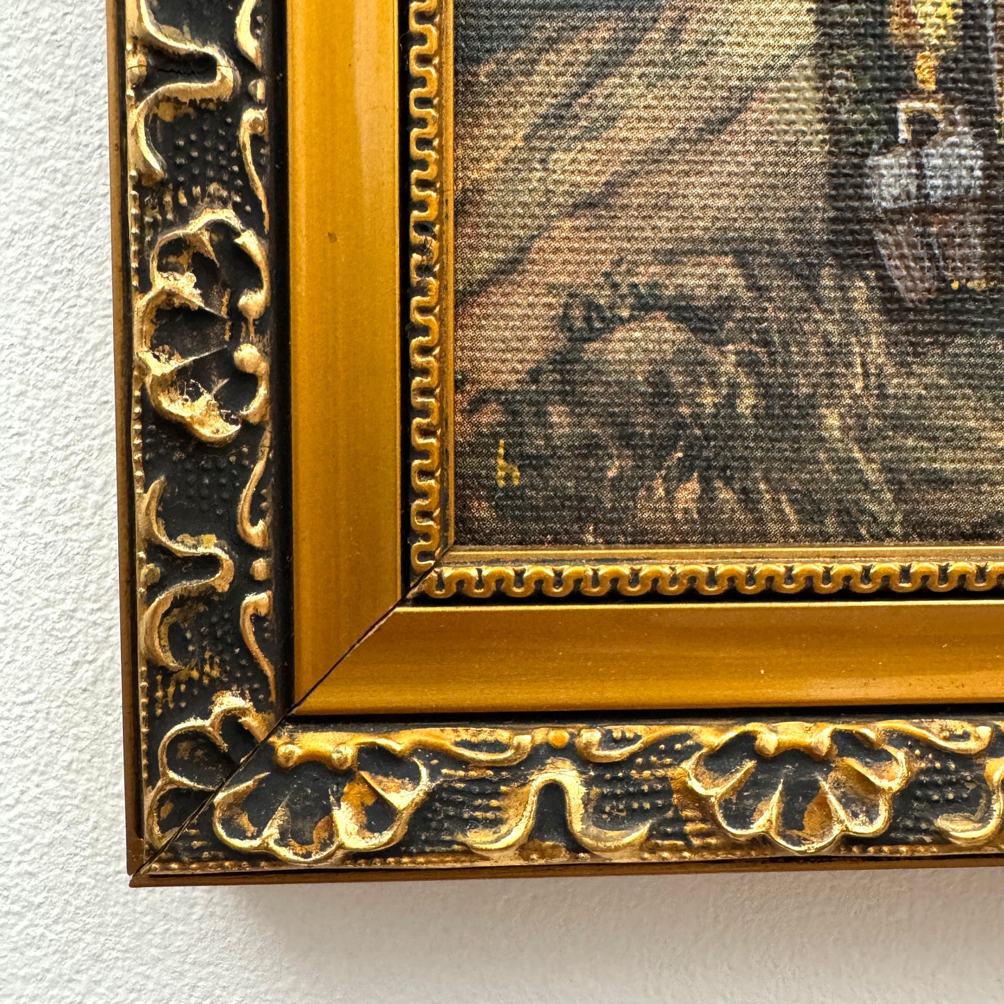 Holding Hands : Part 1, original upcycled vintage painting diptych