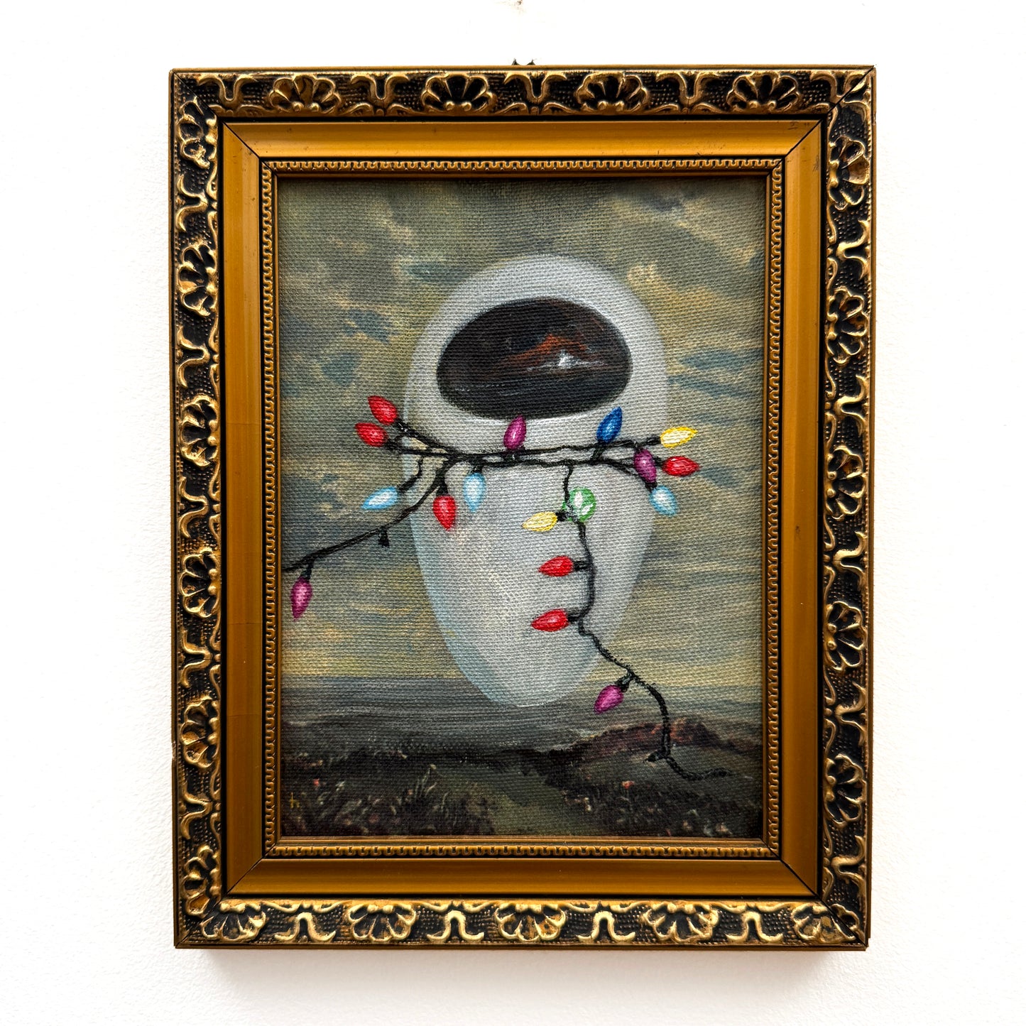 Holding Hands : Part 1, original upcycled vintage painting diptych